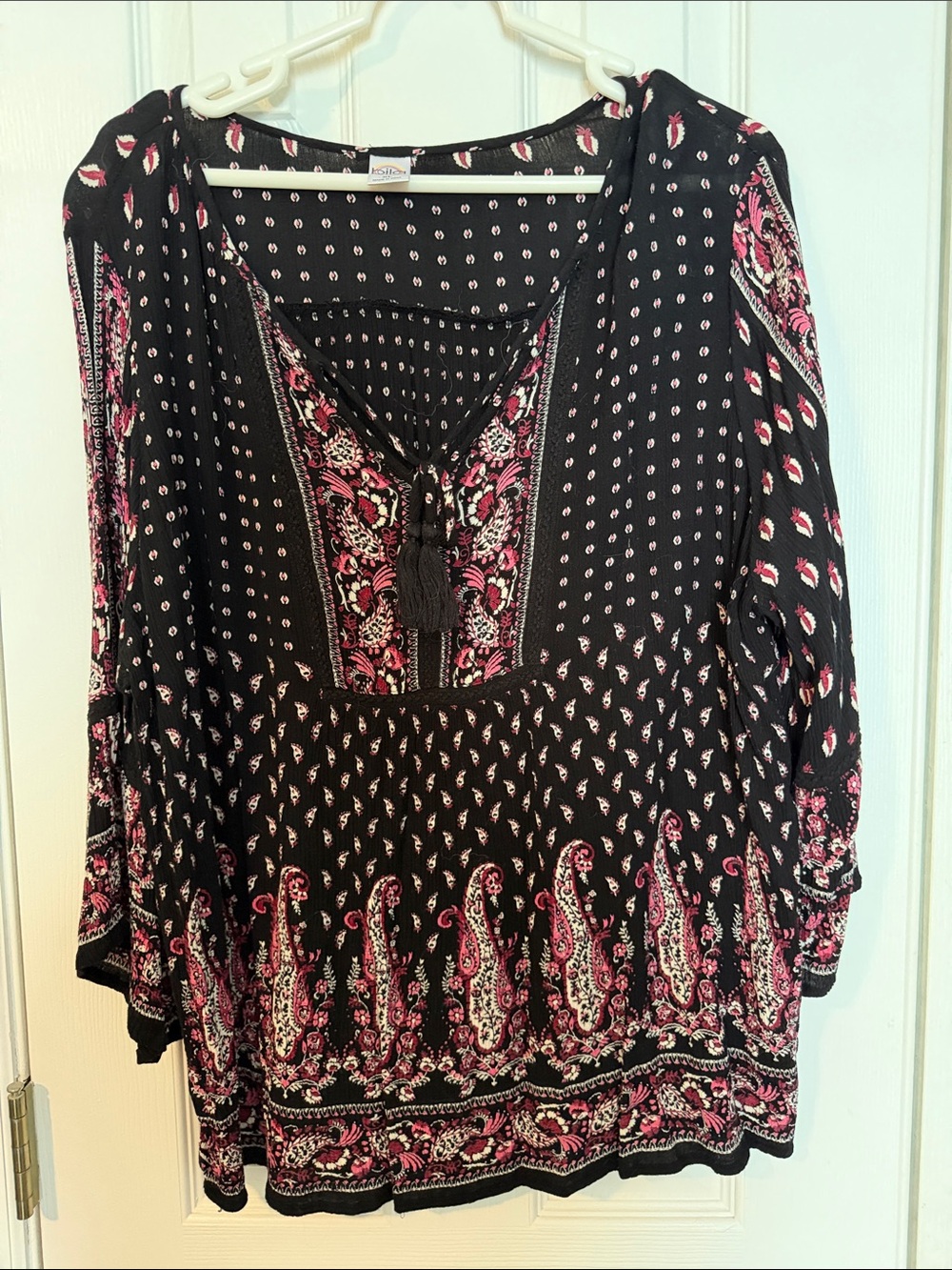Bila Black Tunic with Pink Paisley Accents